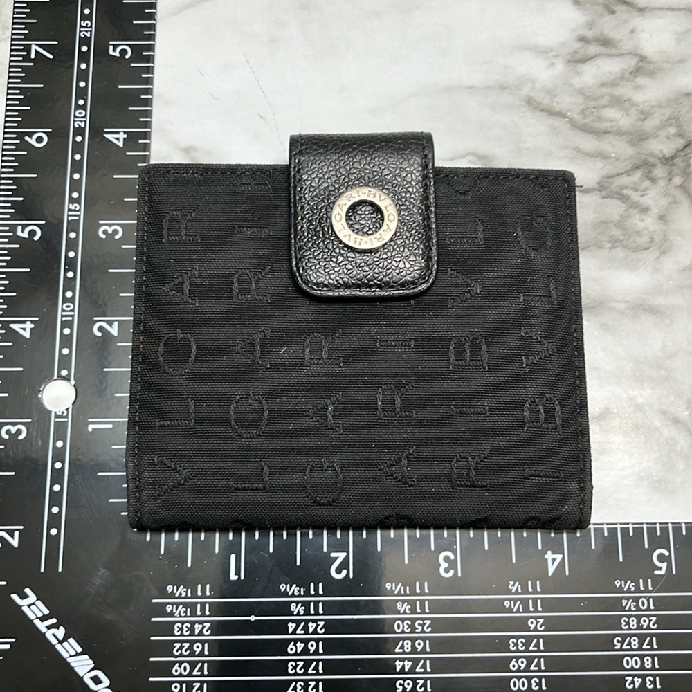 Bvlgari Unisex Wallet Signature Logo Mania Black Silver Authentic In EUC - Picture 13 of 13